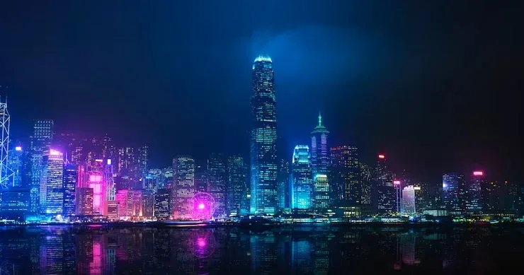 City skyline at night